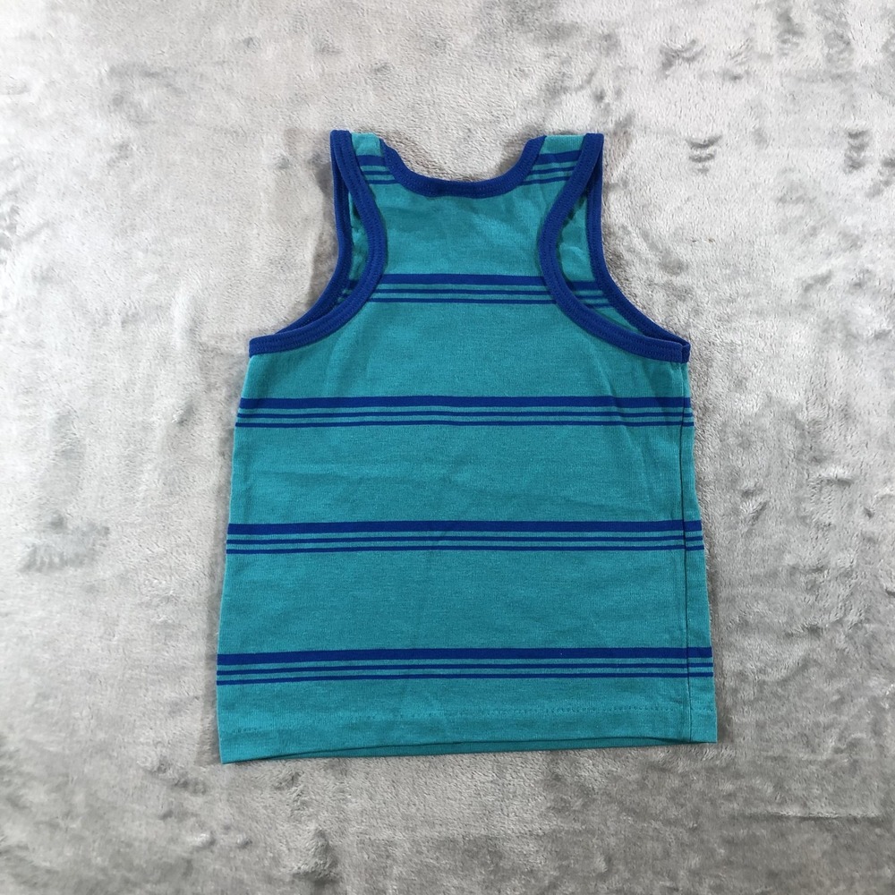 Vintage Sprockets Tank Top Boys 4T Green Blue Stripe Made USA Single Stitch - Picture 9 of 11
